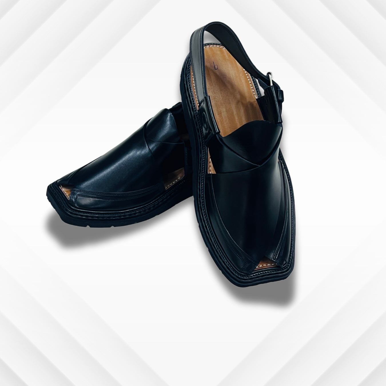 Tradational Chappal ( ROUND SHAPE ) BLACK SHINE Tripple Gear