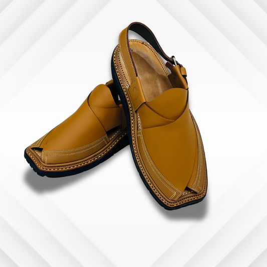 Tradational Chappal ( ROUND SHAPE ) Mate Camel Tripple Gear