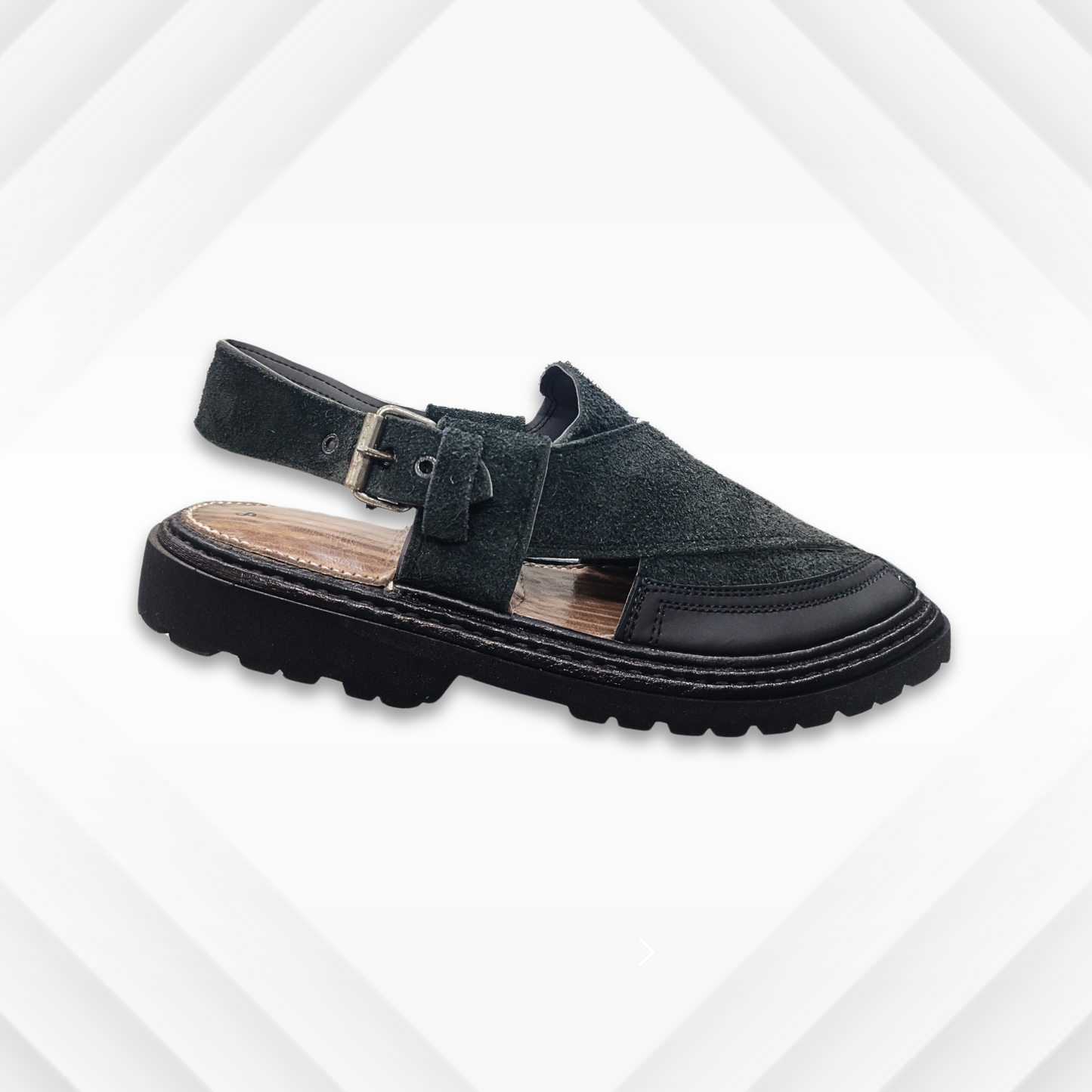 Suede Traditional Chappal Vibram Sole (Black)