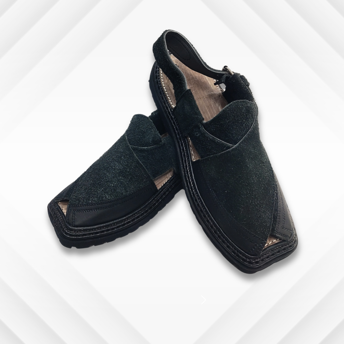 Suede Traditional Chappal Vibram Sole (Black)